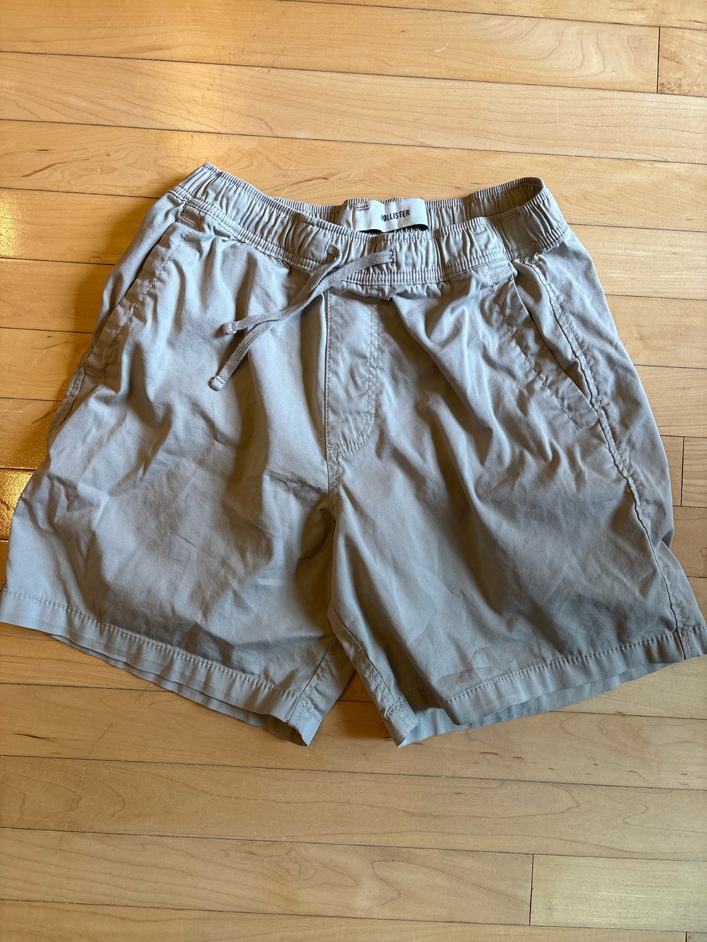 Hollister Beige Elastic Drawstring Hybrid Shorts